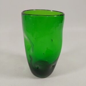 Blenko  Emerald or Malachite Dimple Glass Tumbler 6 inch